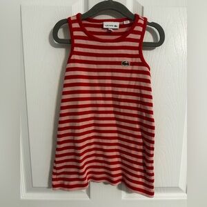 Lacoste Red and White Striped Kids Tank Top (3T)